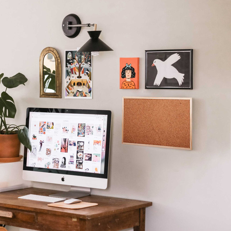 Office Works Cork Bulletin Board with Pinewood Frame, Versatile Wall Mount Cork Board, Ideal for Office, Classroom, and Home Use, Classic Beige, 12" x 18"