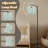  Arc Floor Lamp Colorful crayon drawn school fish Marine rough Tall Modern Standing Lamp LED Adjustable Linen Lampshade 3 Color Temperatures