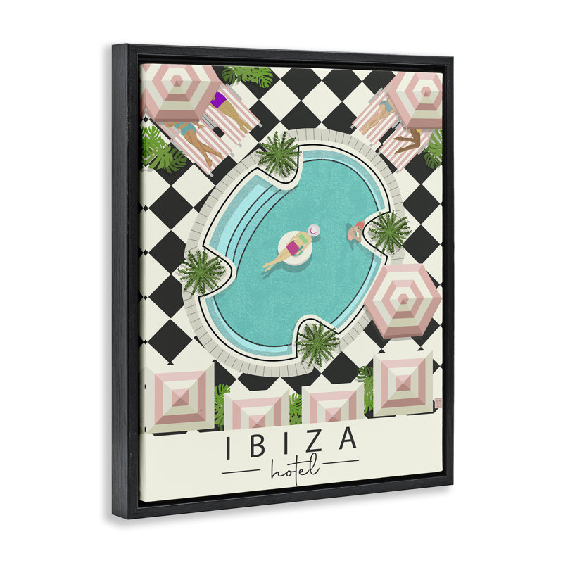 Cadre flottant pour piscine Ibiza Hotel, design par Jen Bucheli, Cadre flottant noir de jais, H 21 po x l 17 po