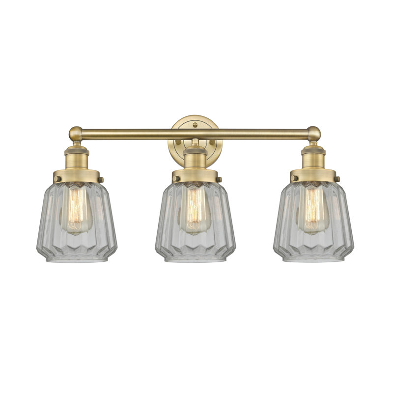Éclairage pour meuble-lavabo à 3 lumières Aretzy, Transparent, Laiton brossé