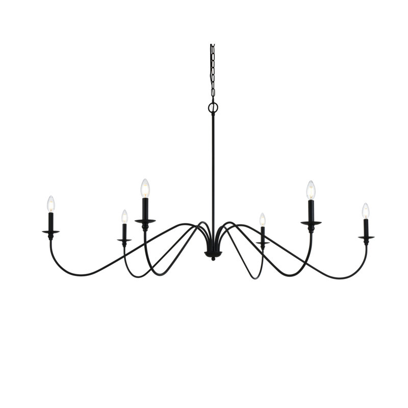 Lustre à intensité variable 6 lumières Sherree , H 31 po x l 60 po x P 60 po, Noir mat