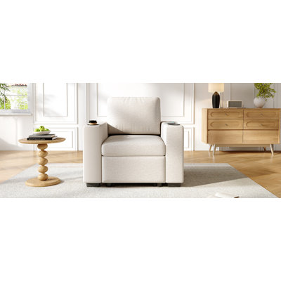 35.4" Modern Sofa Pull-out Sofa Bed Sofa Couch Single Sofa Chair for Living Room, Beige