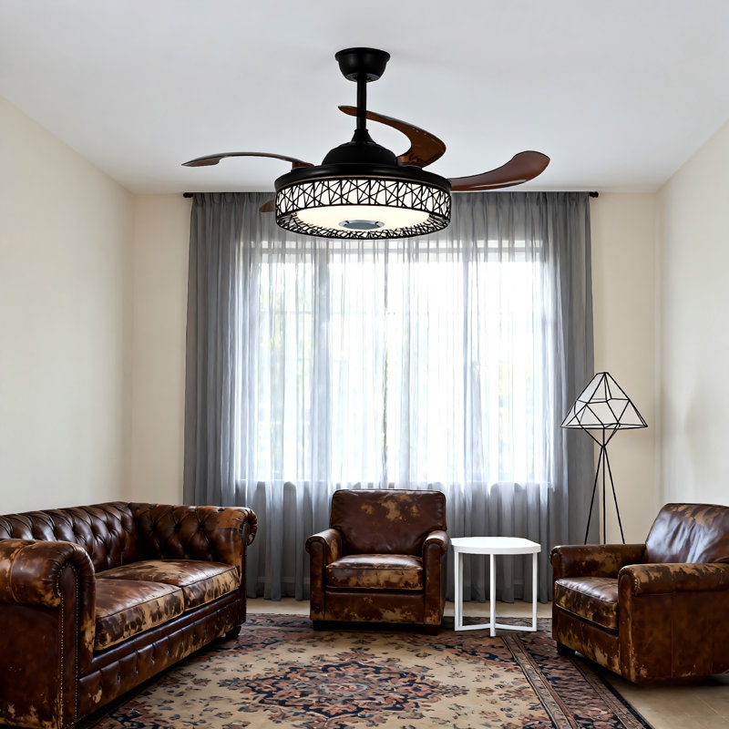 Ventilateur de plafond moderne 42 "avec lumière et lumière, 3 vitesses, minuterie