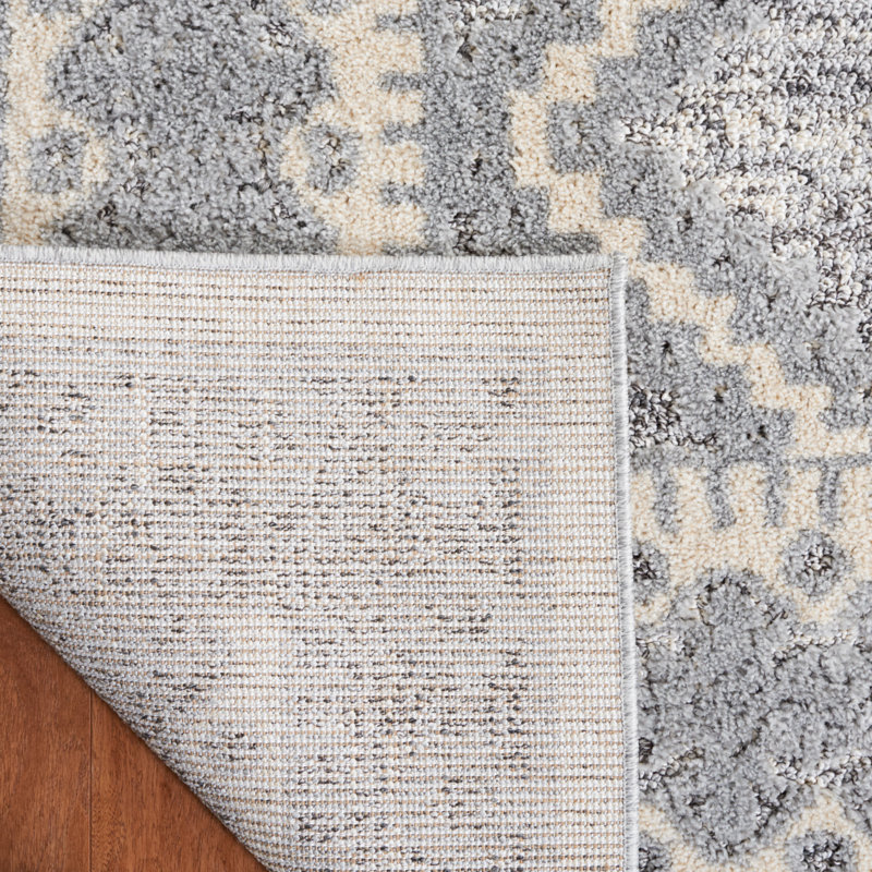 Gray Geometric Tufted Washable Shag Rug 5'1" x 7'6"