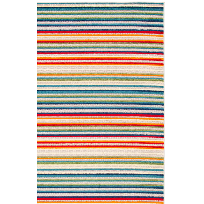 Tapis intérieur / extérieur rayé Kamari Performance, Rectangle 5 pi 3 po x 7 pi 6 po
