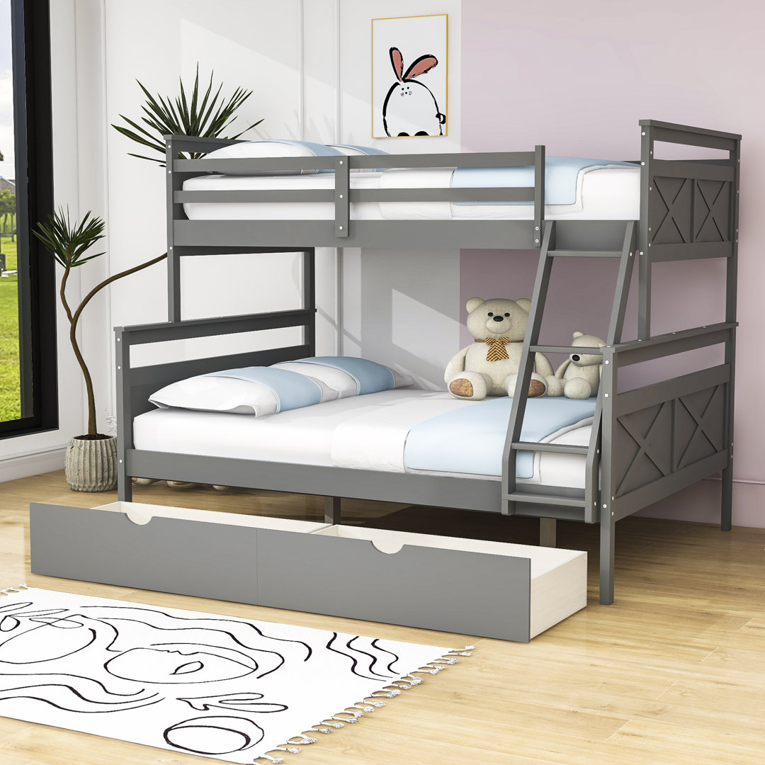 Ciaria Kids Twin Over Full 2 Drawers Wood Bunk Bed Harriet Bee Bed Frame