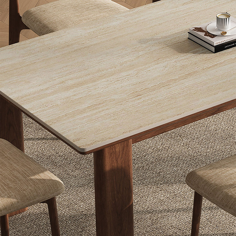 Table en frêne et noyer, 29.5" H x 63" W x 31.5" D, 5