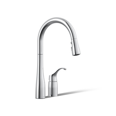 Simplice Pull Down Kitchen Sink Faucet with Three-Function Sprayhead, Two-Hole Installation