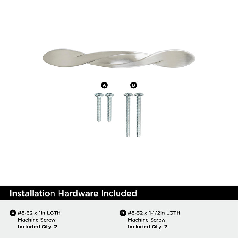 Poignée d'armoire en nickel satiné de centre à centre de 3 pouces (76 mm) Intertwine - paquet de 10, 3", Nickel satiné