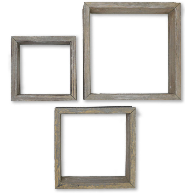 Square Cube Shelf with Adjustable Shelves, Reclaimed Gray