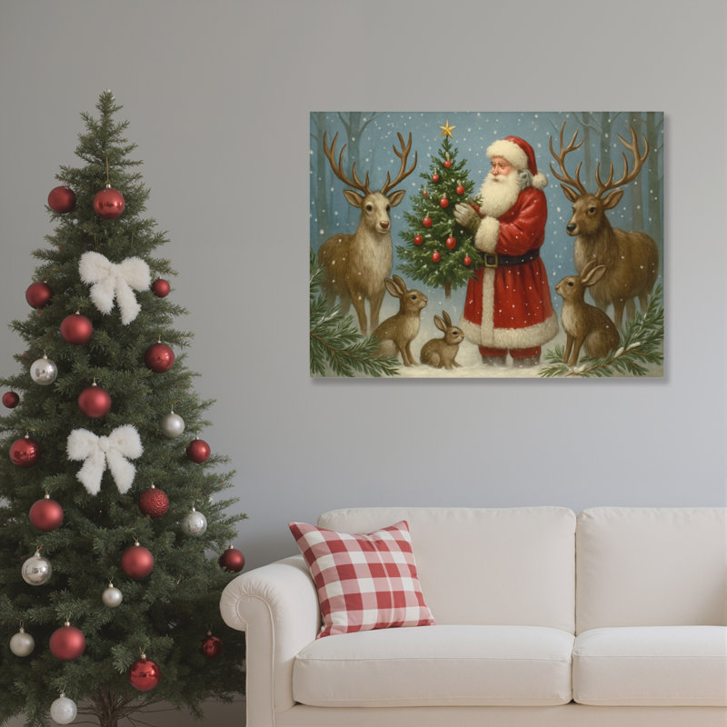 Arbre de père Noël, art mural sur toile, H 12 po x l 18 po