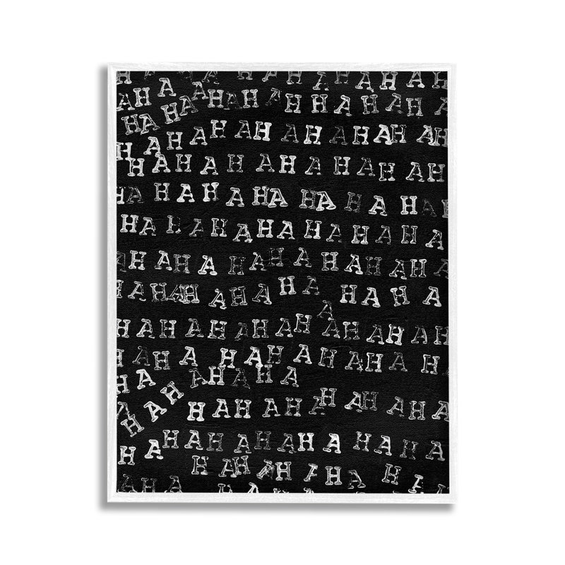 Haha, typographie par estampe numérique par Jodi Fuchs, Estampe numérique encadrée blanc bord de mer, H 14 po x l 11 po