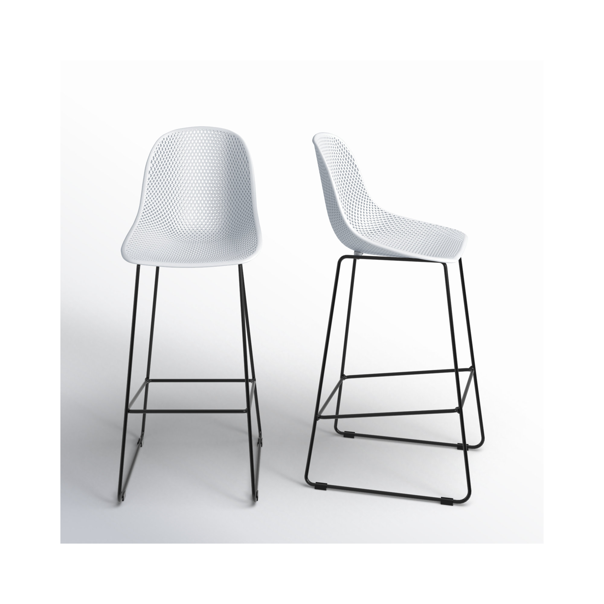 Dusti Iron Outdoor Bar Stool, 29.25" H, White
