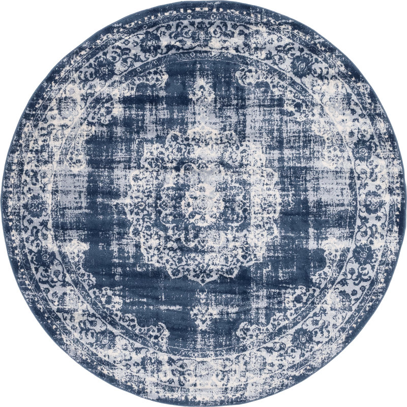Tapis bleu foncé Ibtihal, Rond 6 pi 1 po