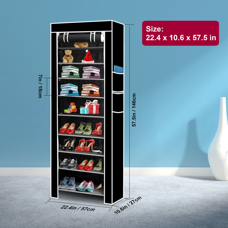 27 Pair Shoe Storage Cabinet, Black