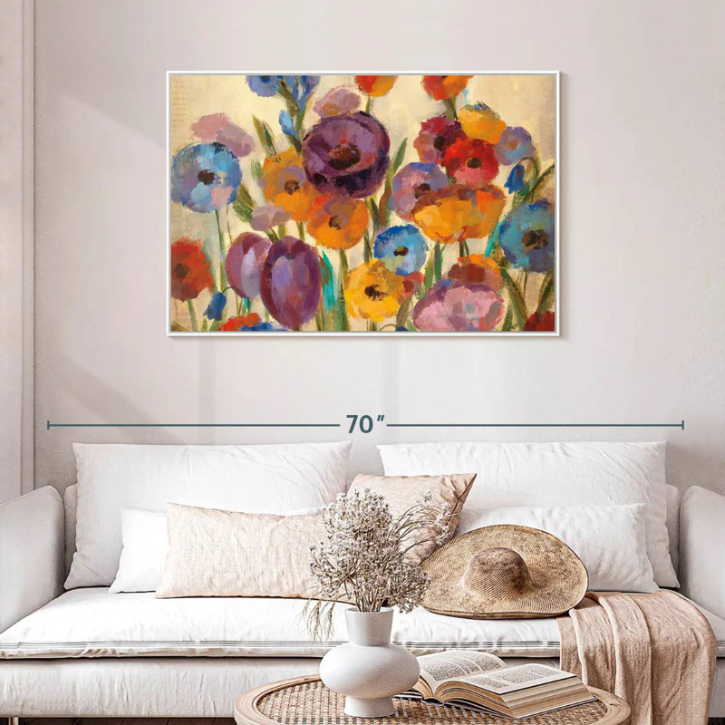 Garden Hues I, Cadre flottant blanc, 43 po x 29 po