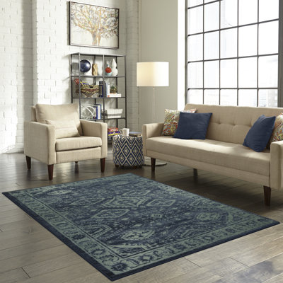 Tapis bleu / vert / étain touffeté Eual
