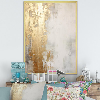 Minimal Gold And Beige Abstract River III - Northern Lights Wall Art Print