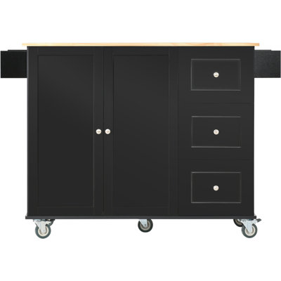 Rolling Mobile Kitchen Island With Solid Wood Top And Locking Wheels,52.7 Inch Width,Storage Cabinet And Drop Leaf Breakfast Bar,Spice Rack, Towel Rac -  Ophelia & Co., 9A921D66E8934329B5CDB8ECC77E78CD
