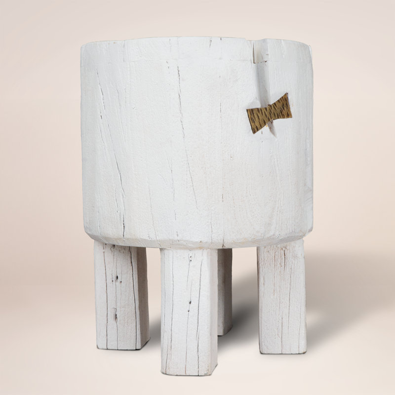 Arctic Heirloom Planter ~ A modern take on timeless craftsmanship, this handcrafted 100% reclaimed wood planter features a refined whitewashed finish, accented by brass butterfly joinery, transforming natural imperfections into sculptural beauty.