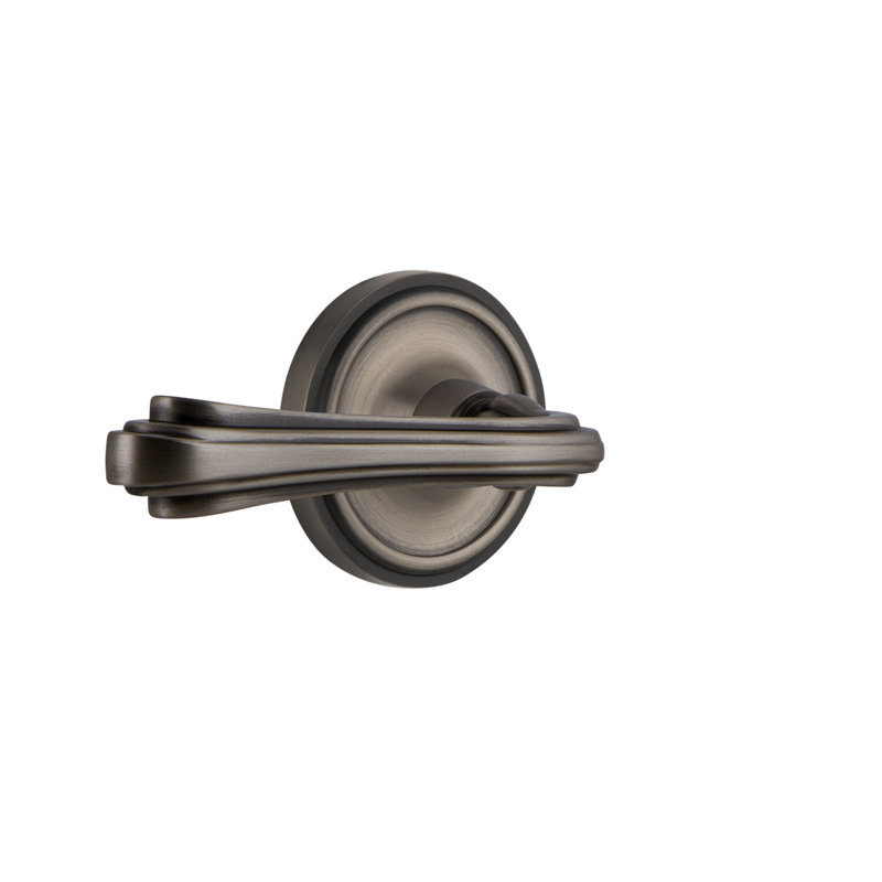 Classic Rosette Single Dummy with Fleur Lever, Antique Pewter, Right Handed