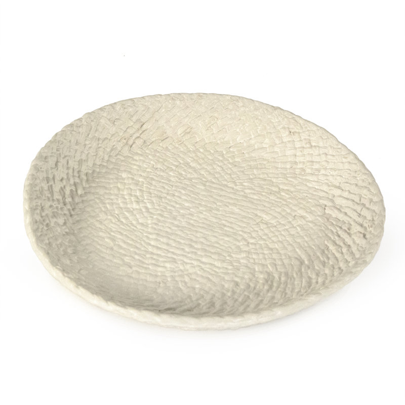 Cross Weave Ceramic Platter, 16.25" W x 16.25" L x 2.25" H, White