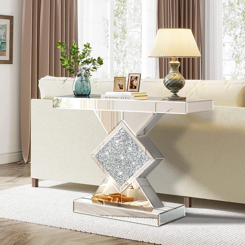 80cm Glass Top Console Table