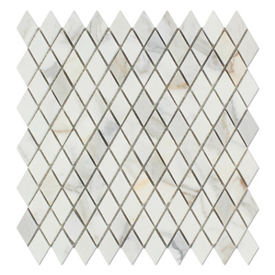 Calacatta Gold 1" X 2" Diamond Marble Look Floor And Wall Mosaic