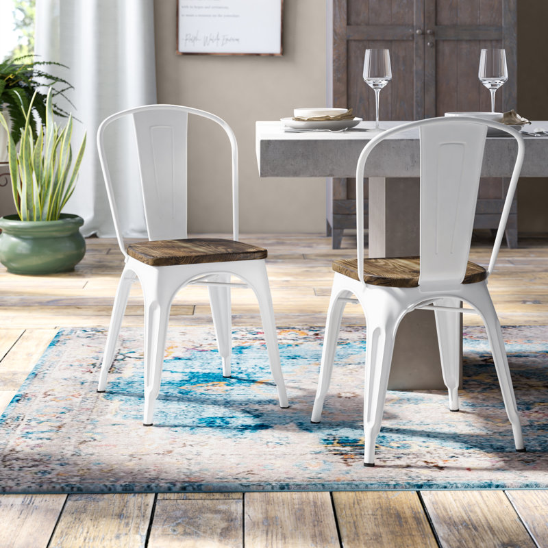 Elica 17.5'' H Stacking Side Chair, White