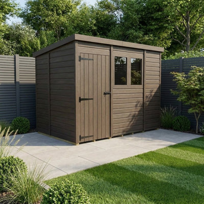 Total Sheds 9ft x 5ft Composite Pent Garden Shed - Single Door - With Windows - EPDM Rubber Roof - UK Manufactured