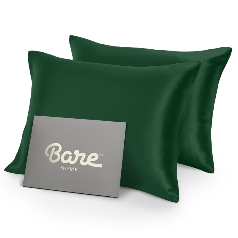 Forest Green Satin Standard Pillowcase Set with Envelope Closure