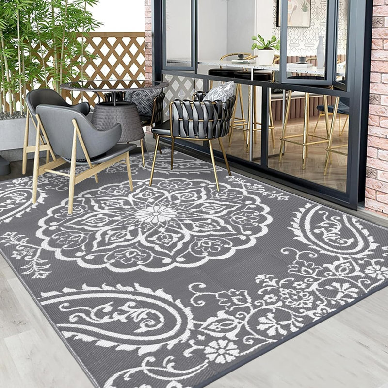 Outdoor Rug, Rectangle 10' x 14', Gray