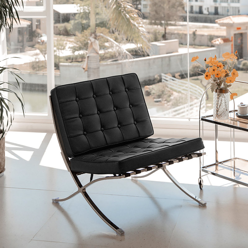 Fauteuil d'appoint inclinable en cuir noir, Noir