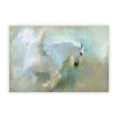 White Pegasus Horse in Flight - Frameless Print