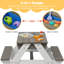 Table d'activités en bois 3 en 1 pour enfants, avec sable et eau, parasol ajustable et table de pique-nique convertible pour les jeux en extérieur.-702174322