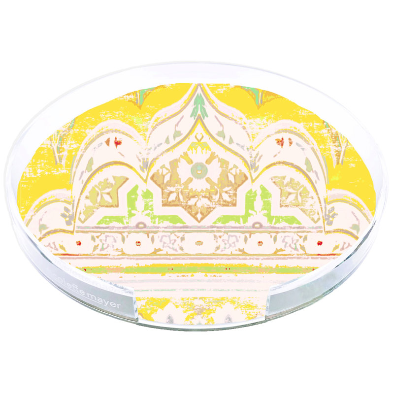 Jaipur Acrylic Round Placemat Tray, Yellow