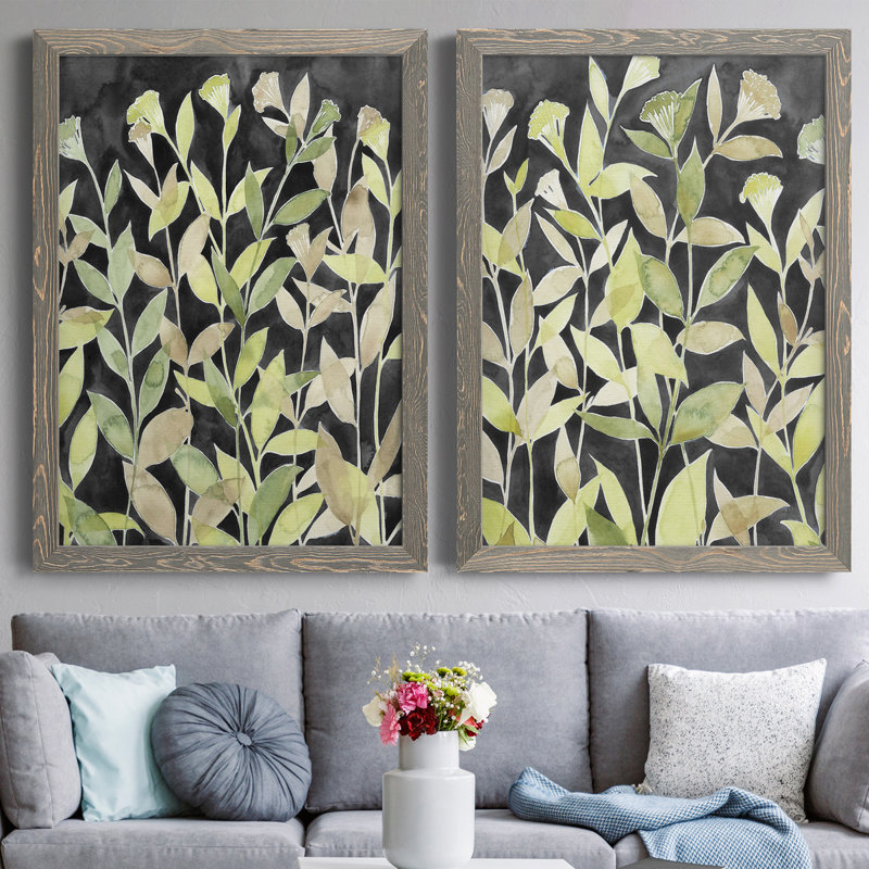 Encre Blooming Night I, toile encadrée de qualité supérieure - prête à être accrochée, H 24 po x l 36 po x P 1,5 po