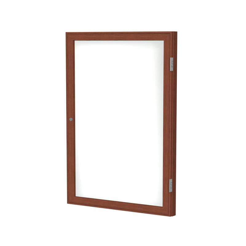Tableau blanc magnétique en porcelaine avec cadre en bois 1 porte ghent, H 3 pi x l 2 pi 6 po, Noyer