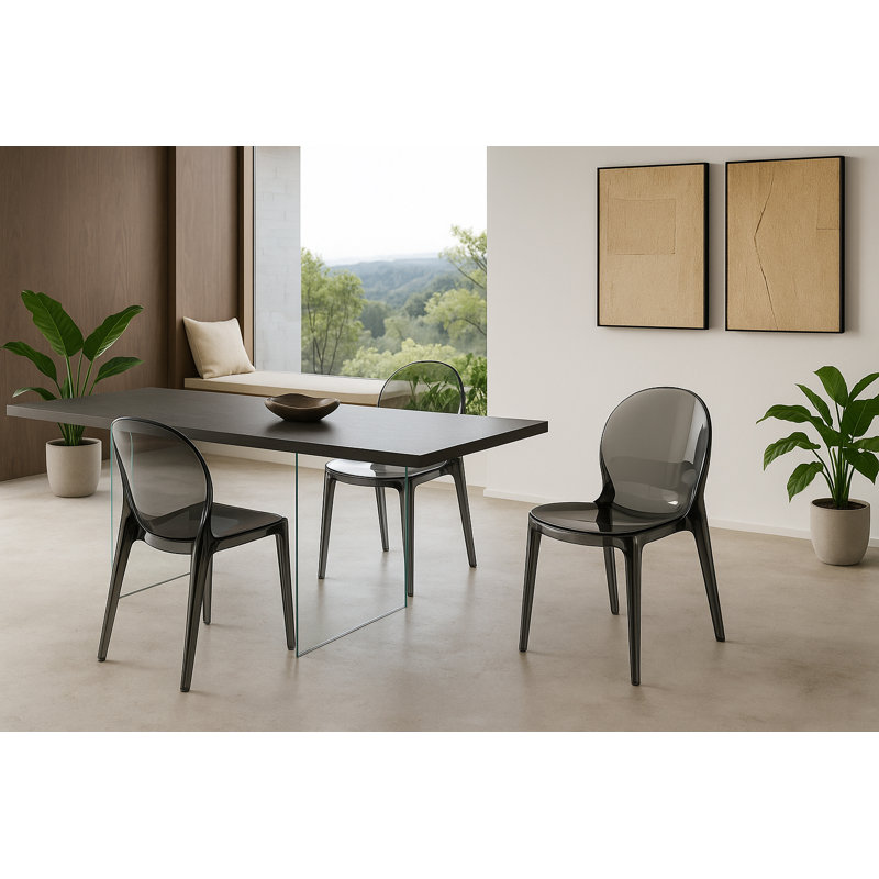 SET OF 4 POLYCARBONATE CHAIRS RUBY - RED, Grey
