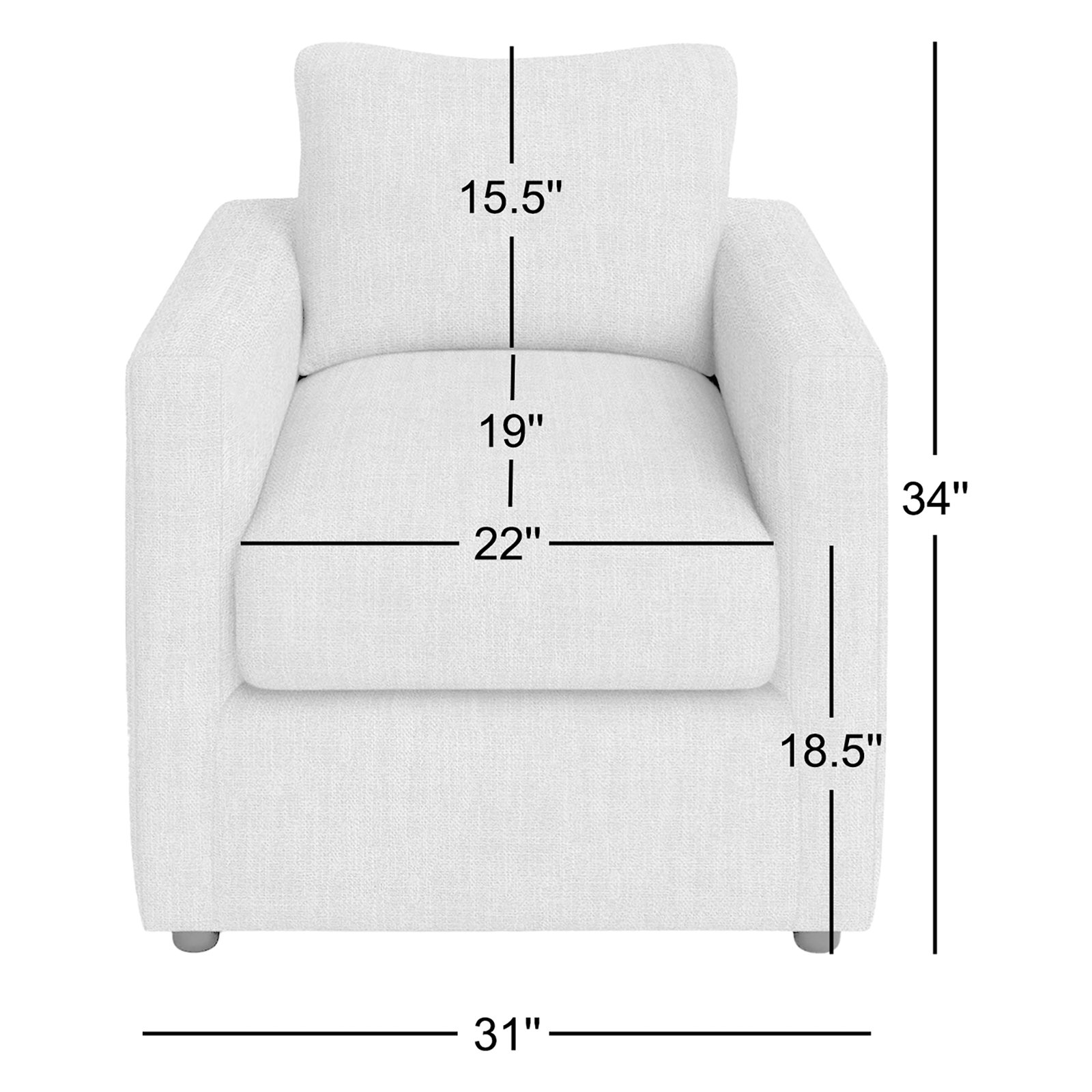 Godwin Upholstered Armchair, Classic Bleach White Twill