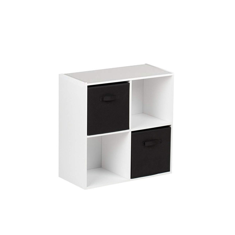 Northville 61cm W Cube Bookcase, (4 Shelves) 61cm H x 61cm W x 30cm D, White/Black