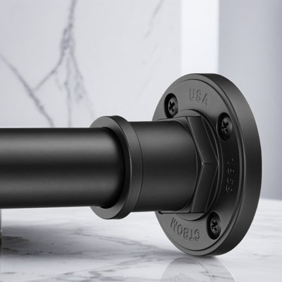 Tringle à rideau de douche industrielle - tension 2 en 1 et fixation par vis, acier inoxydable 304 résistant à la rouille, tringle à rideaux réglable robuste