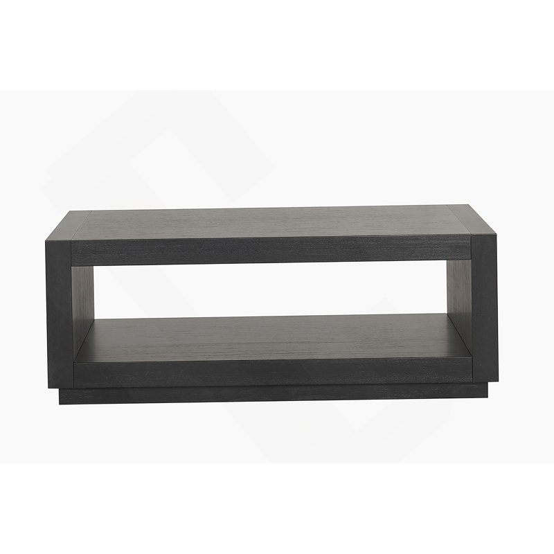 Table basse rectangulaire avec tablette inférieure pour le salon, Noir