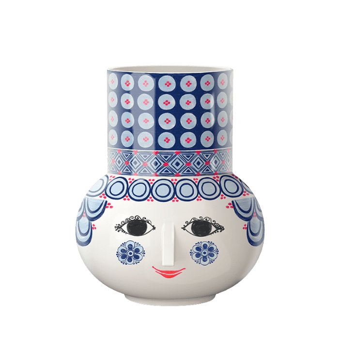 Vase Olga, bleu, H: 7,9 po, Bleu, H 7,9 po x l 6,7 po x P 6,7 po