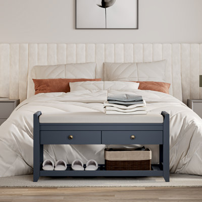 Fabricius Bayview Modern Cushioned Solid Wood Storage Bench