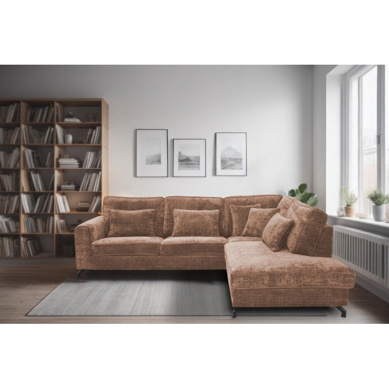 5 Seater Sofa & Chaise, Right Hand Facing, Brown