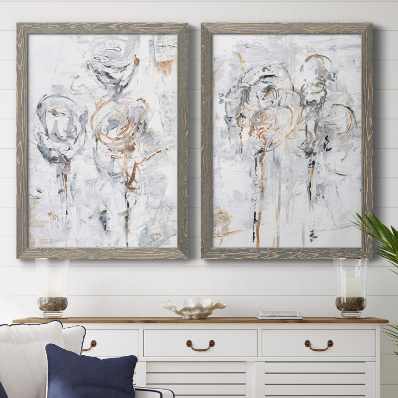 Spring Wildflowers I - ensemble de 2 cadres photo, H 37,5 po x l 55 po x P 1,5 po, Toile avec cadre gris