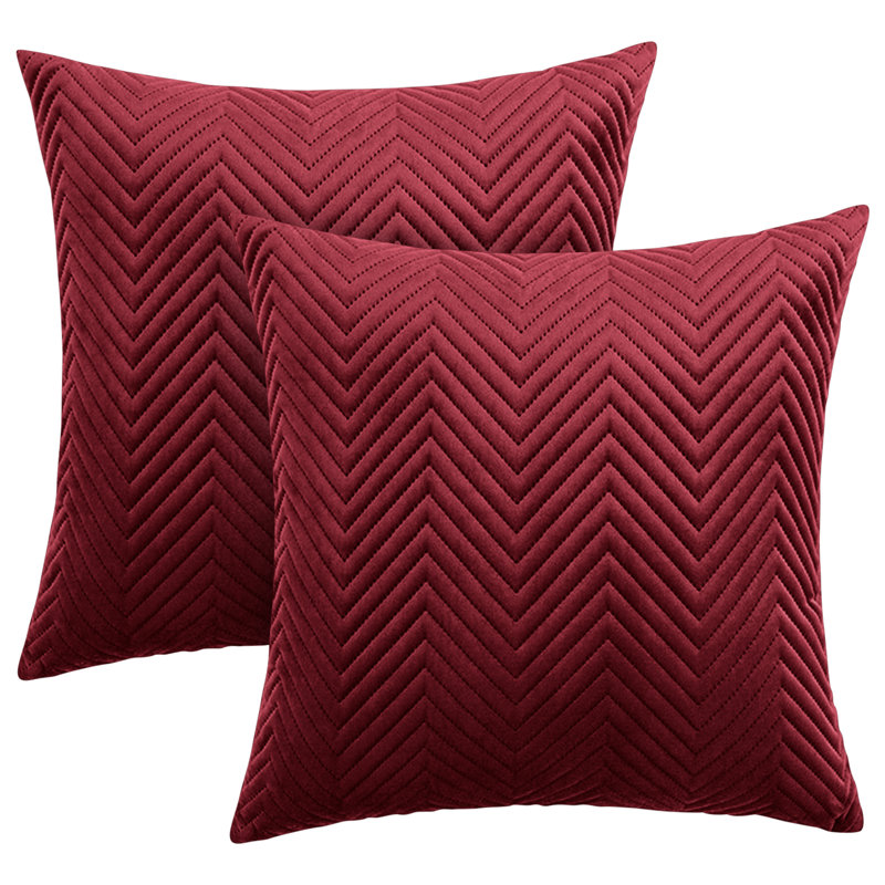 Aspire Homeware Embossed Square Velvet Cushion Cover, Burgundy, Pack of 2