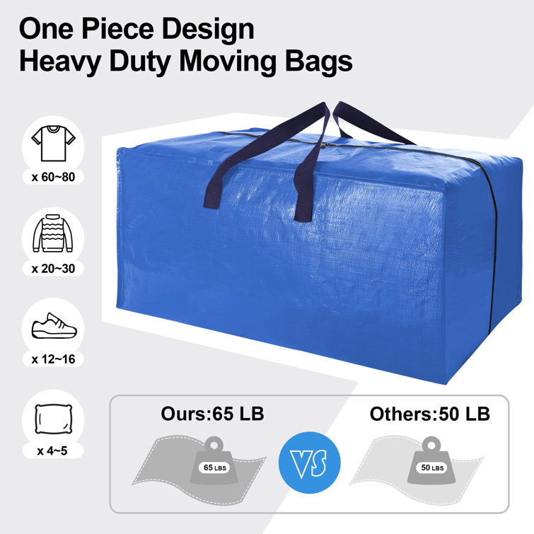 Kowaku Heavy Duty Large Moving Bags Multipurpose Storage Bags for Dorm Bedroom, Blue