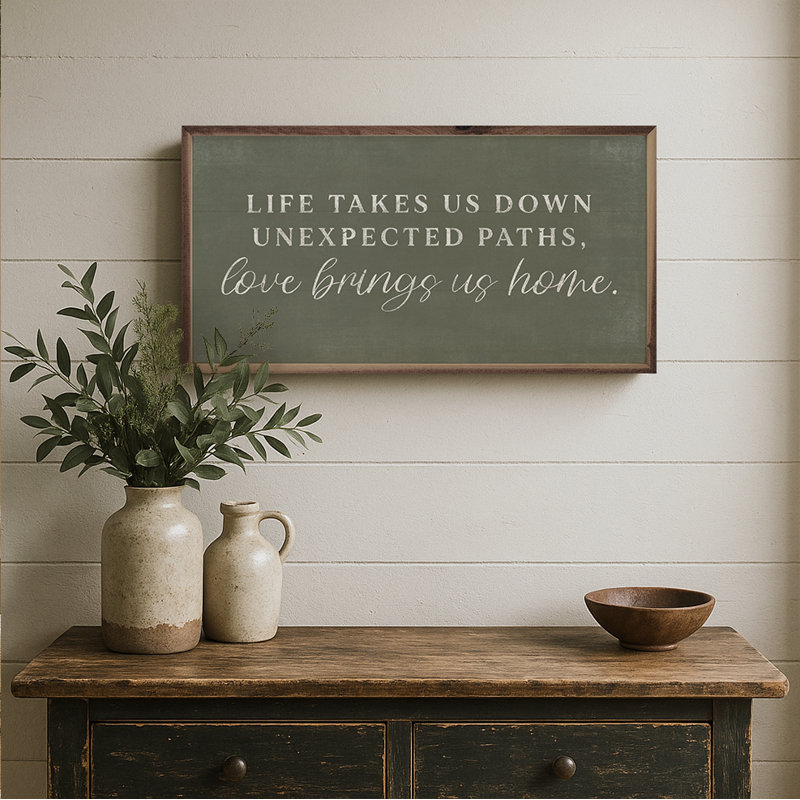 Life Takes Us Down Green, 12" H x 24" W, Green